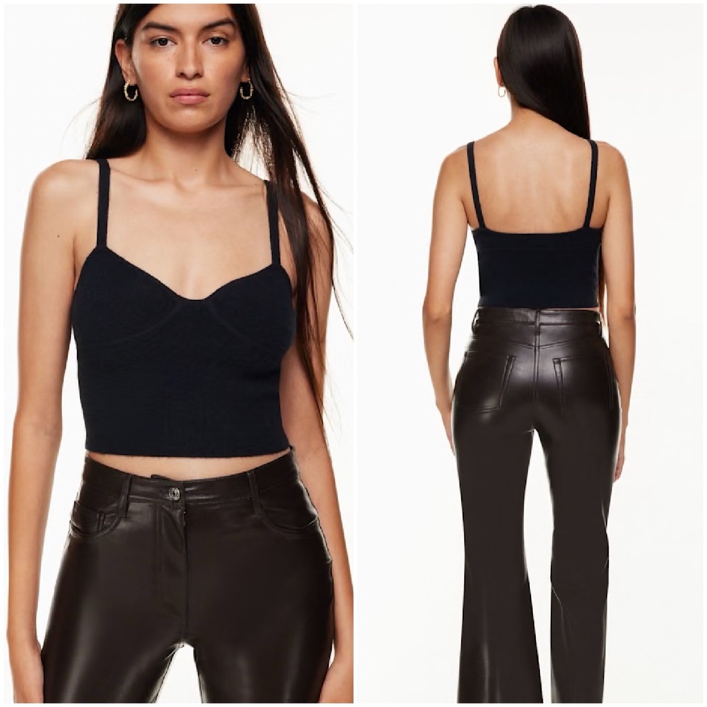 Aritzia WILFRED Sicily Bustier Knit Sweater Tank Top Black Womens Size XXS